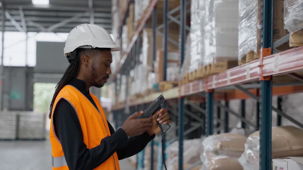 Warehouse worker scanning inventory