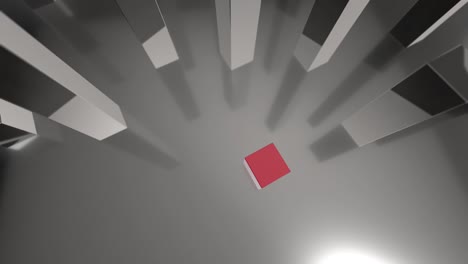 comparando el diagrama de barras azules y rojas 3d creciendo hasta el 0% y el 100%