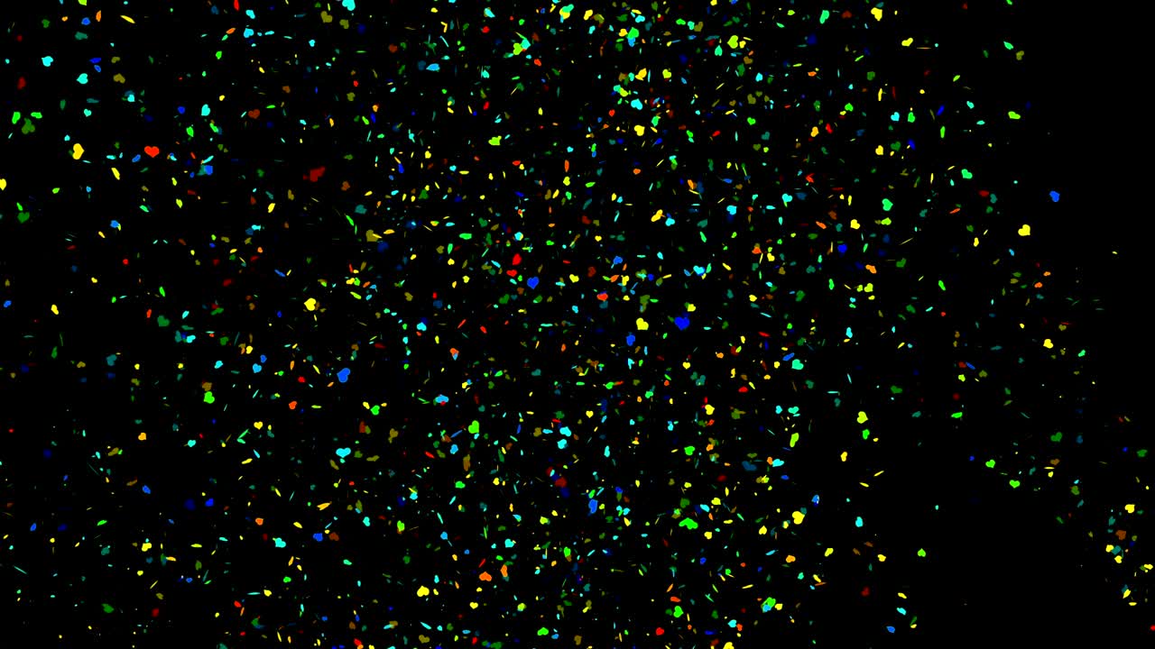 confeti colorido sobre un fondo negro