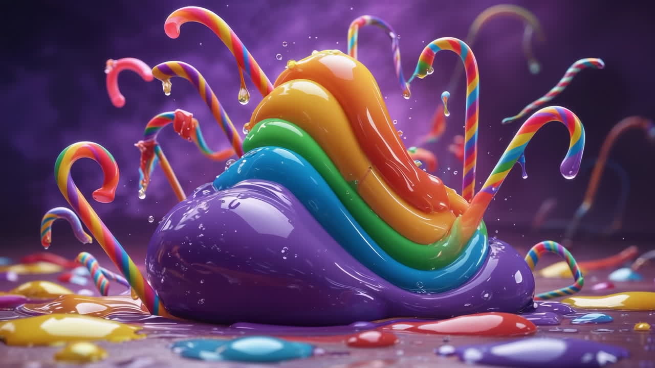 Vibrant Rainbow Candy Melt with Candy Canes