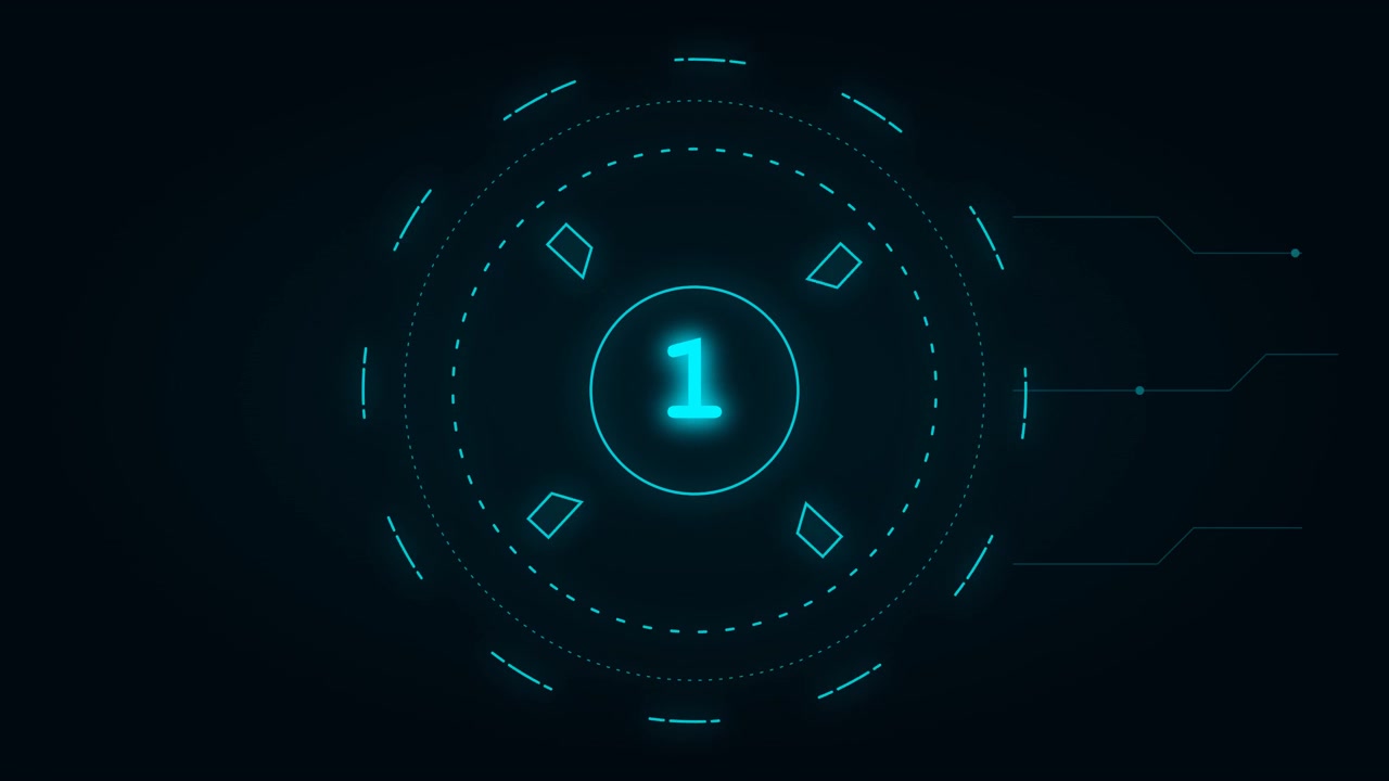Digital Countdown Timer with Futuristic HUD Interface