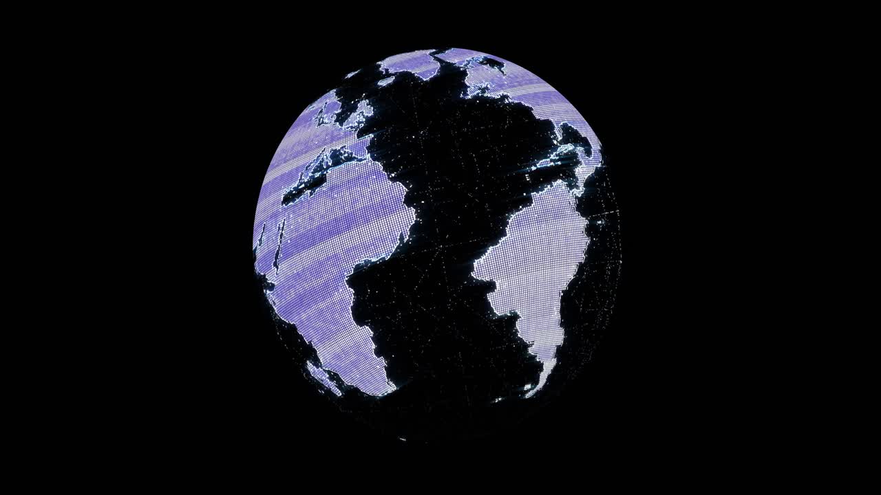 검은 바탕에 있는 지구 위의 간섭의 애니메이션