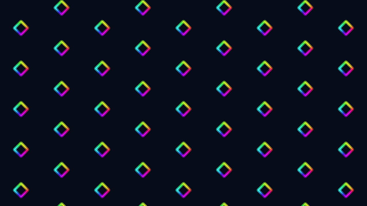 diamantes flotantes simétricos con un patrón colorido sobre un fondo negro
