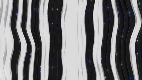 abstract background from a wavy stepped surface. white and black steps. abstract background for business presentation. fiber optic transmitting signals over the surface. 3d animation of seamless loop