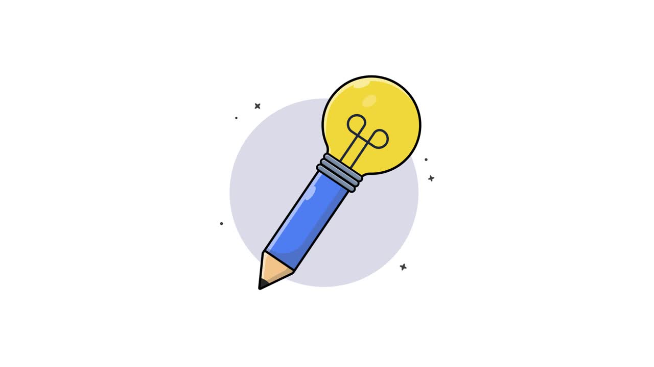 Animated Pencil with Light Bulb Idea