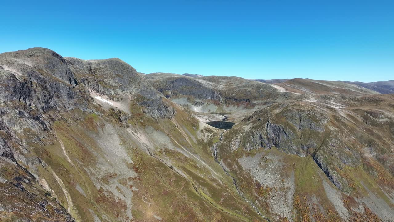 Aerial View of Mountains and a Lake in Norway