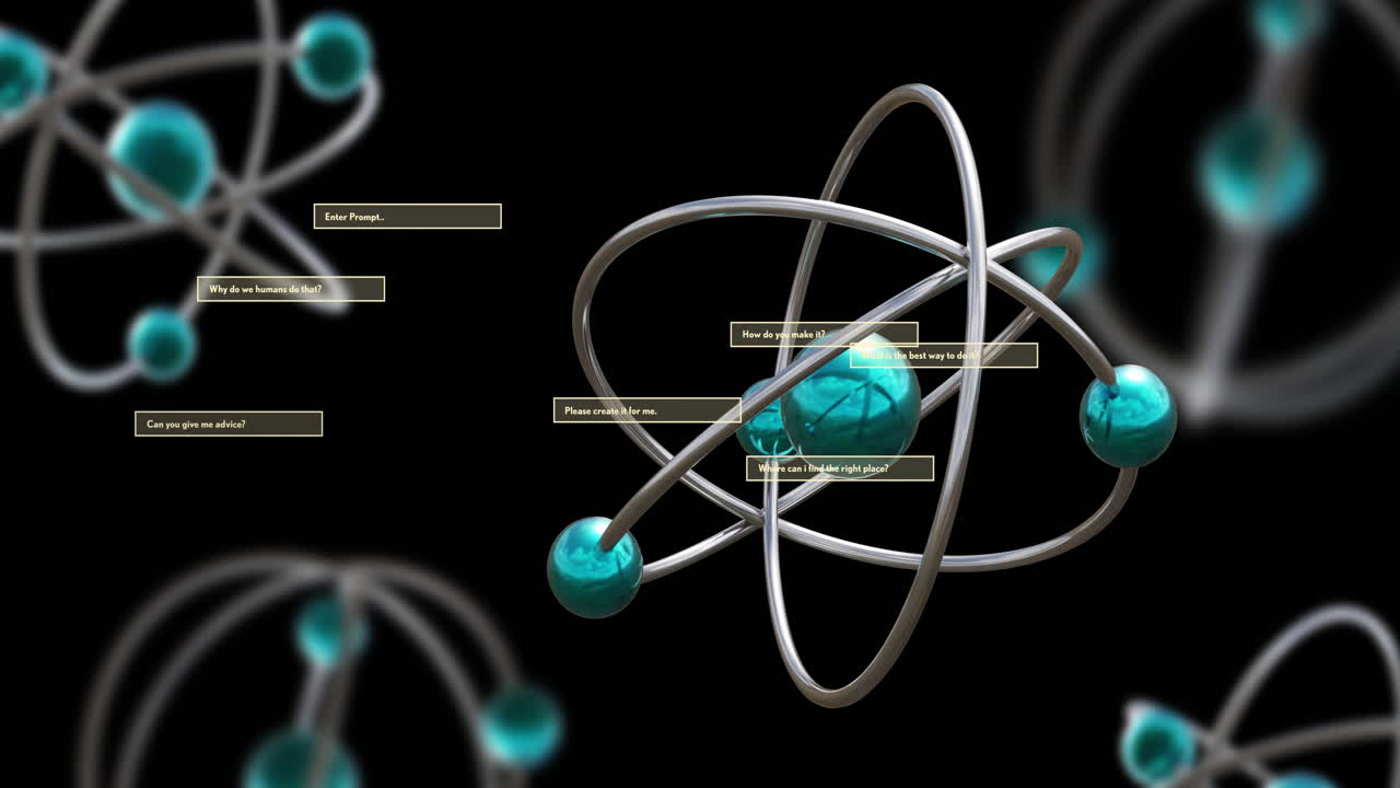 검은 바탕에 텍스트 및 과학 데이터 처리의 애니메이션