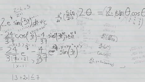 animación de ecuaciones matemáticas sobre un fondo blanco
