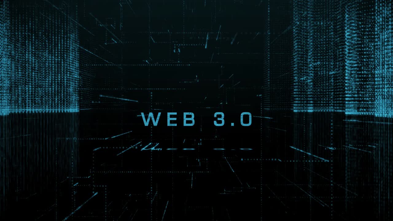 abstracto web digital 3.0 ciber ciudad fondo stock video usa, tecnología, elementos en bucle diseño de la ciudad partícula, abstracto, fondos web 3.0