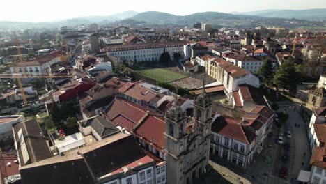 fly above city center of braga portugal 18