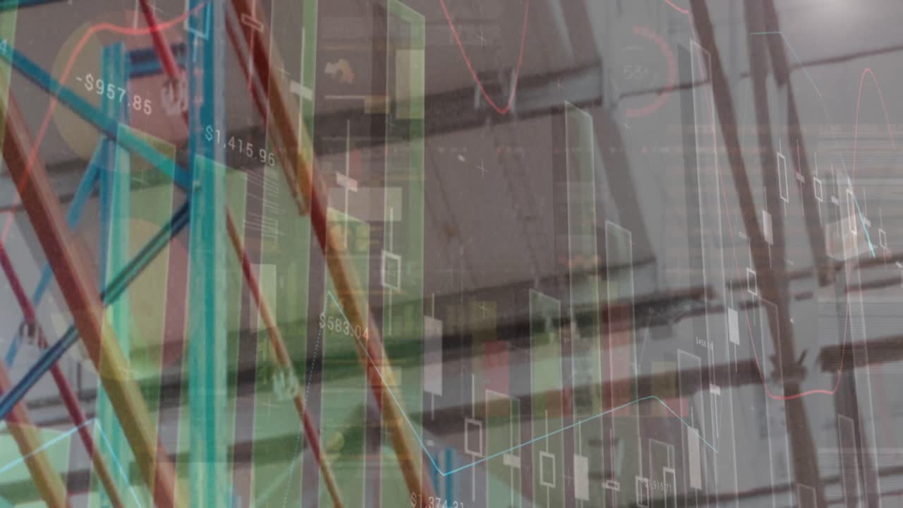 Animation of financial data processing over warehouse