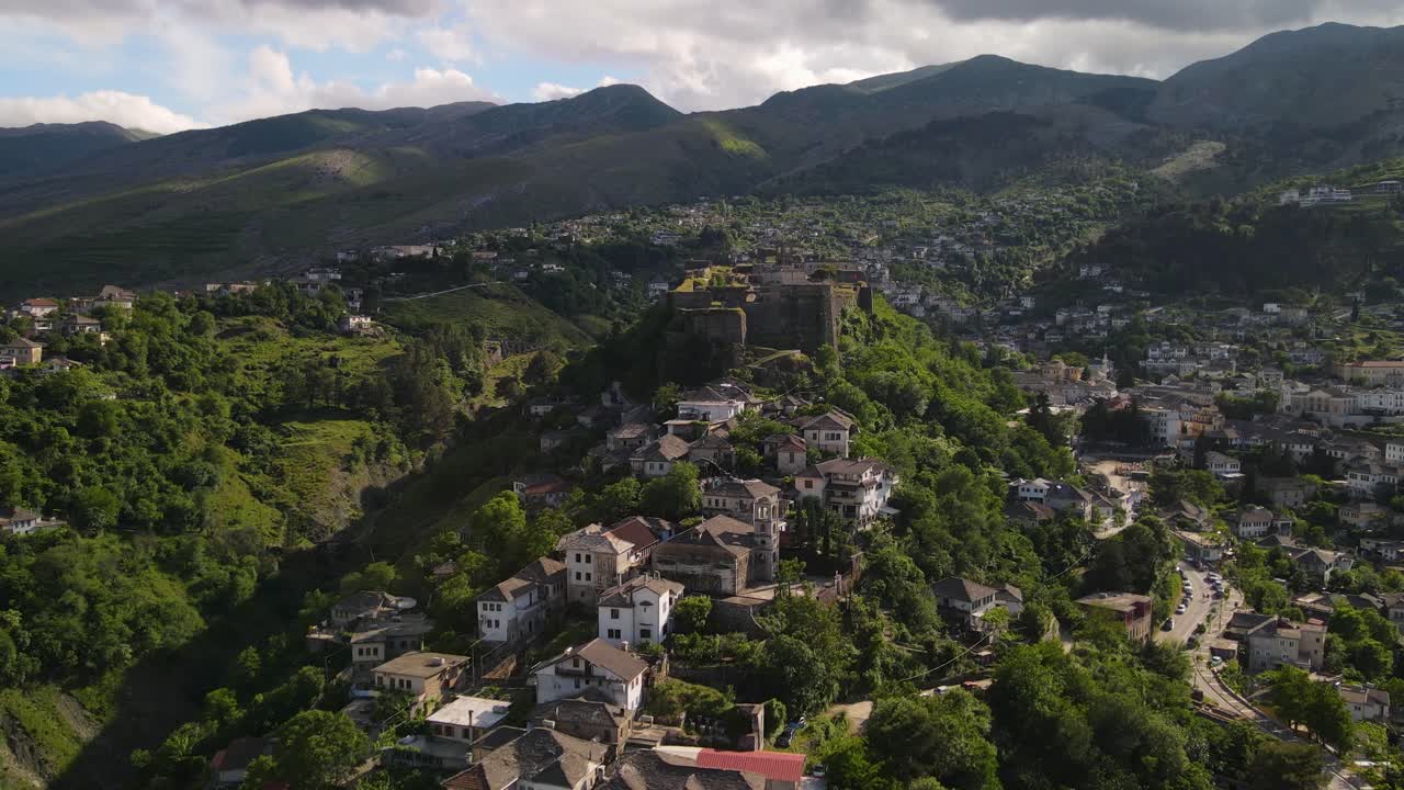 Bird's eye view of Albanian city Gjirokaster