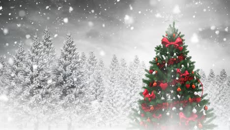 Animation-Des-Weihnachtsbaums-über-Der-Winterlandschaft