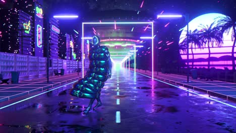 cyberpunk character in neon rain