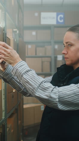 warehouse worker inspecting inventory