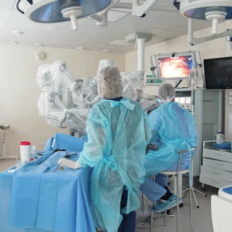 medical devices for neurosurgery. teamwork of doctors saves the patient's life