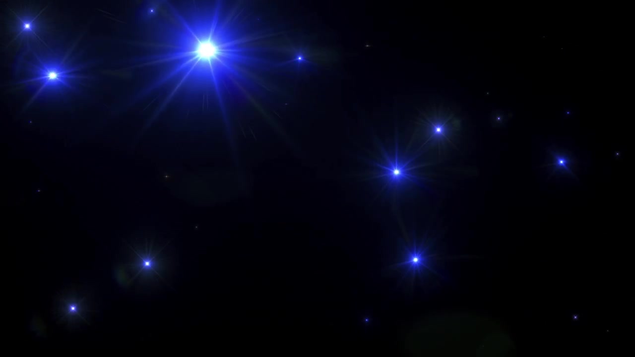 Campo stellare blu dinamico con bagliori di lente ottici