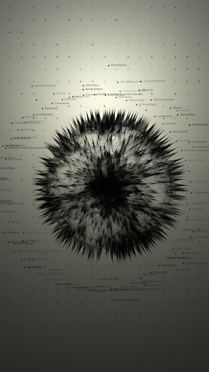 Animated human cells infection attack with virus description label