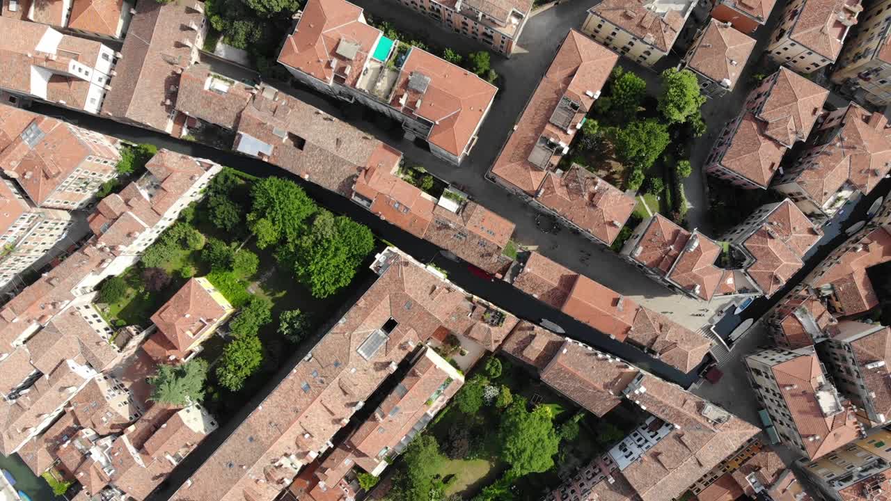 A top down drone view of Venice, Italy