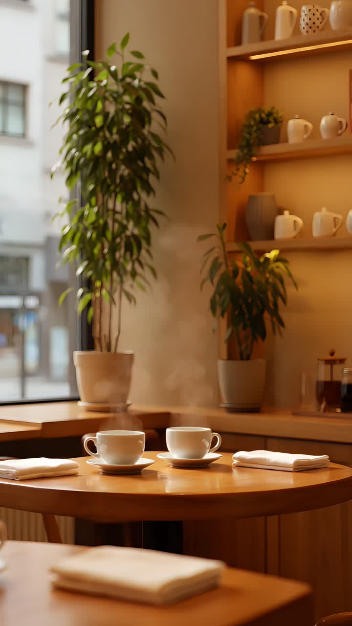 Interno di caffè estetico con atmosfera accogliente 4K