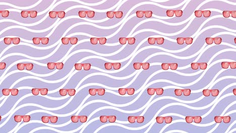 Animación-De-Gafas-Sobre-Fondo-Ondulado-Violeta