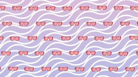 animación de gafas sobre un fondo ondulado violeta