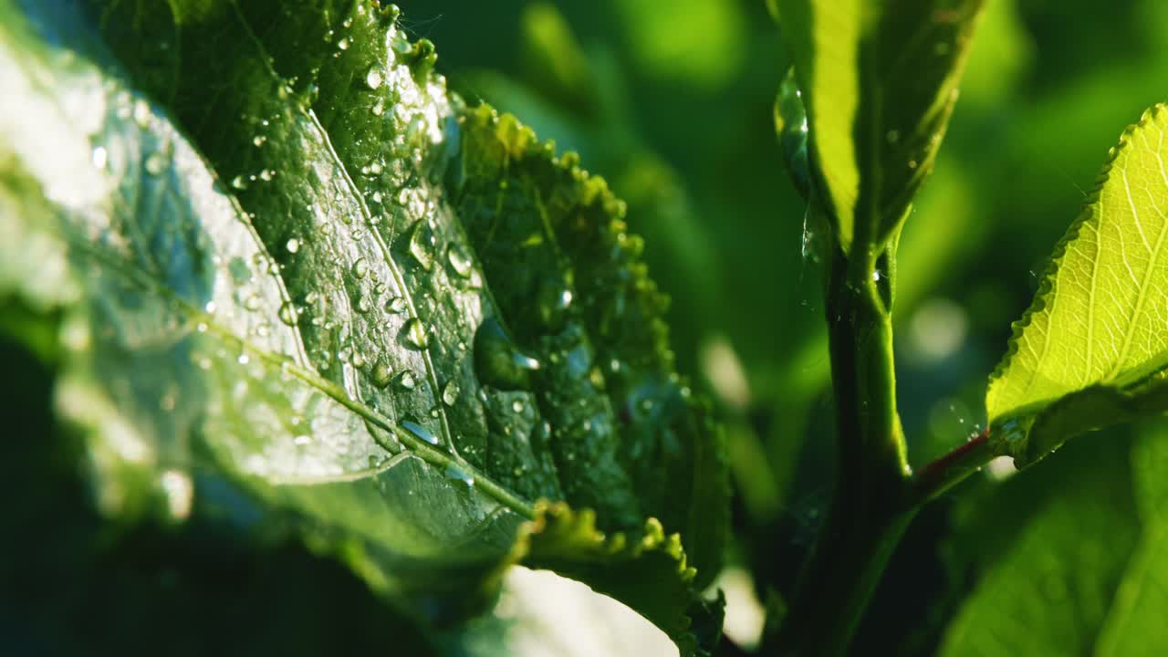 hojas besadas por el rocío