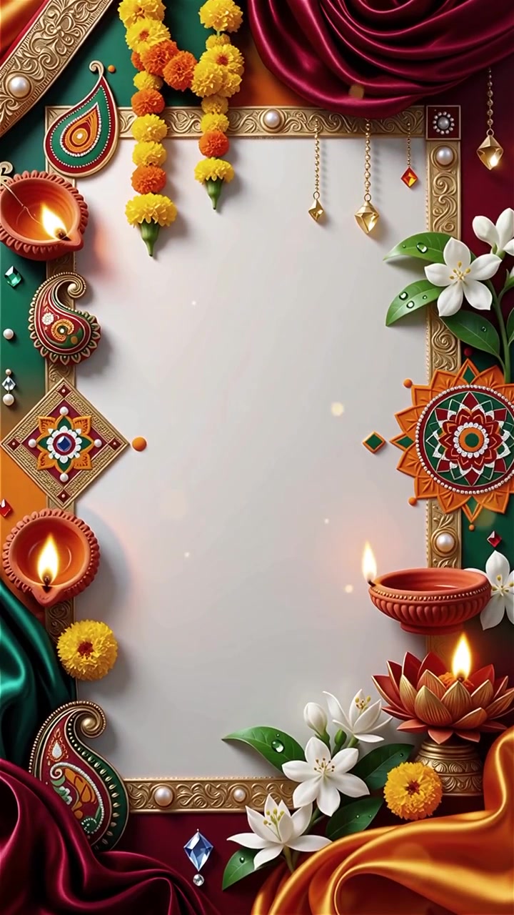 Sfondo del Festival Diwali con lanterne e decorazioni tradizionali Diyas.