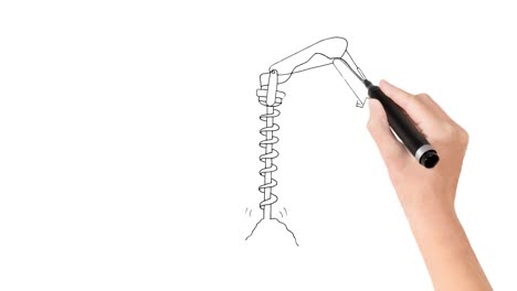 Bohrer-Computer-Whiteboard-Animation-Der-Arbeitsposition