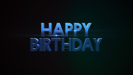 saludos de cumpleaños brillantes azul texto de feliz cumpleaños en fondo negro