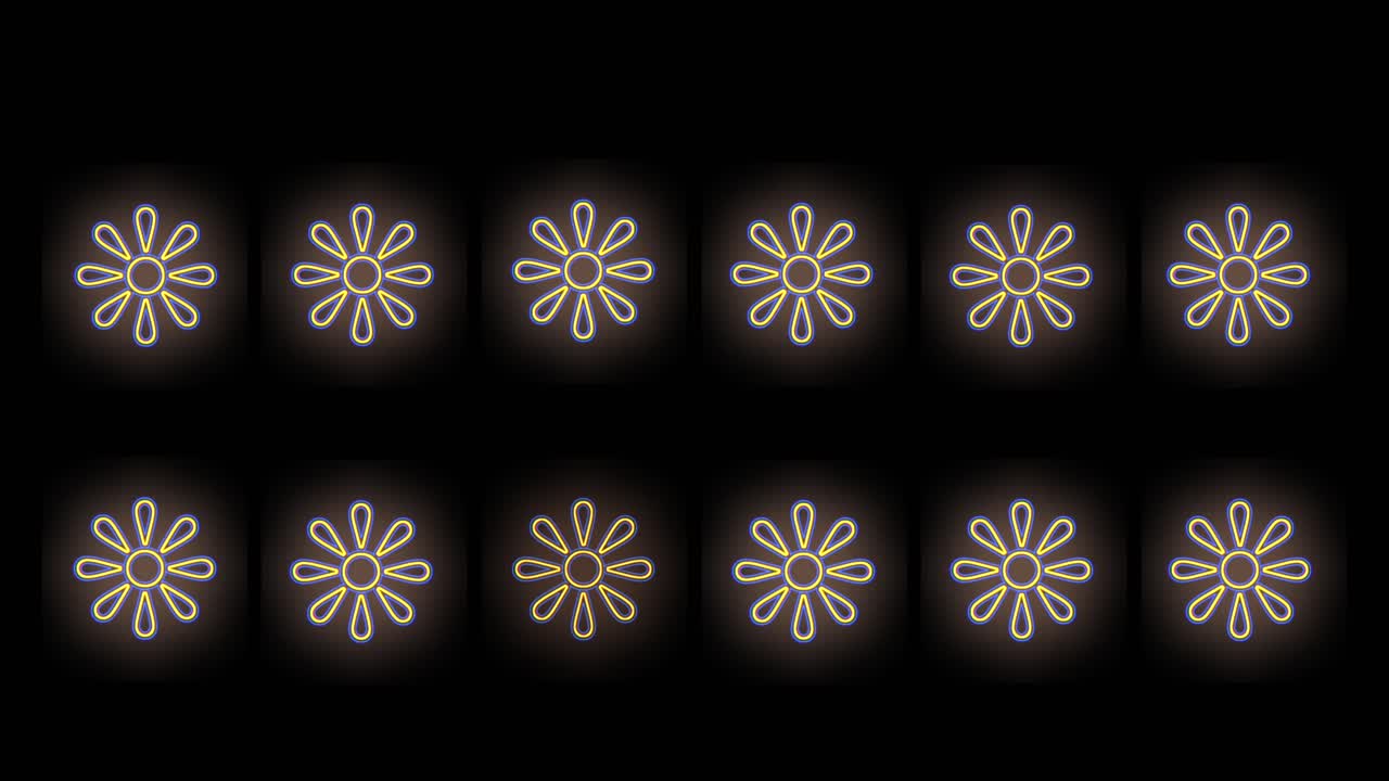 patrón de flores de verano abstracto amarillo neón pulsante en filas 9