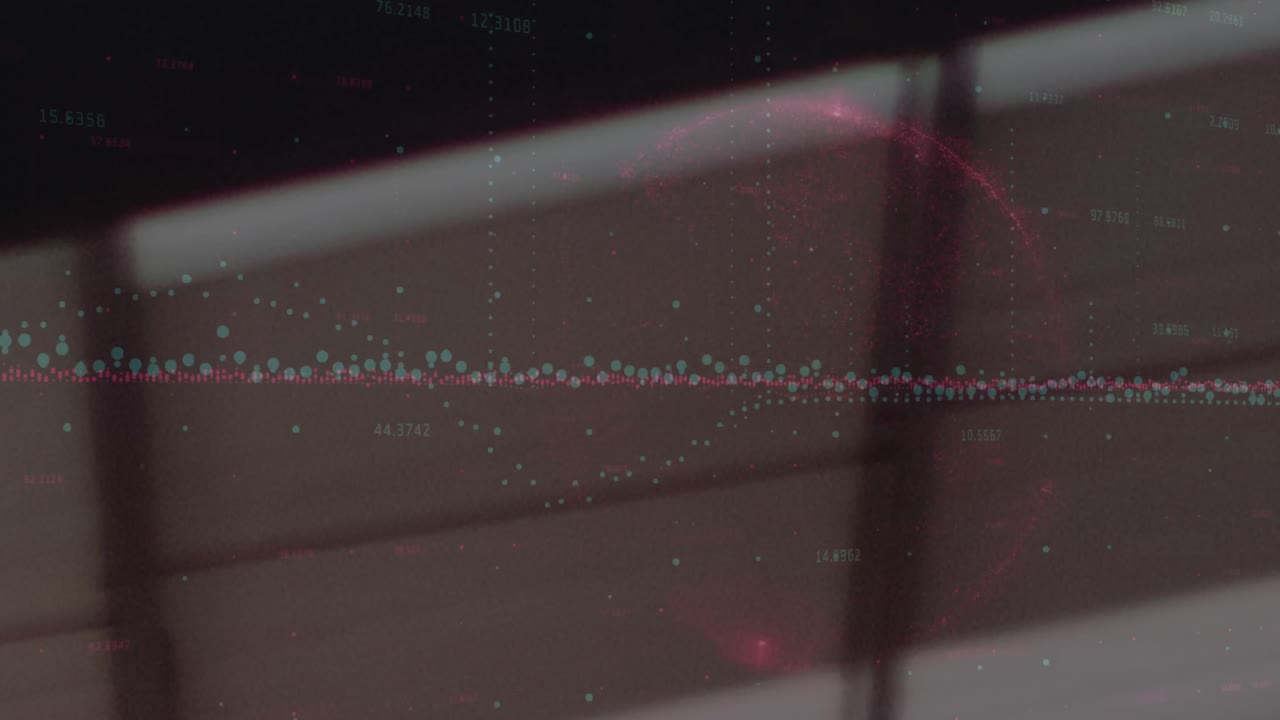 animación del procesamiento de datos en un almacén vacío