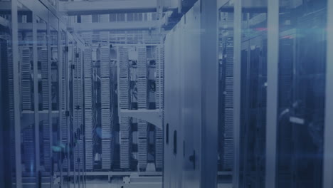 animation of data processing and interference over server room