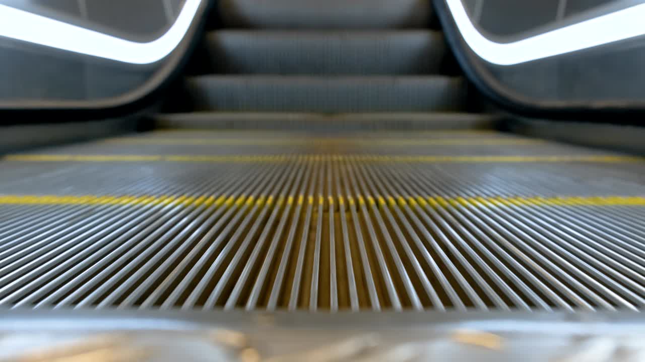 Yukarı Çıkan Boş Yürüyen Merdivenin Yakın Çekim 4K Hareketi