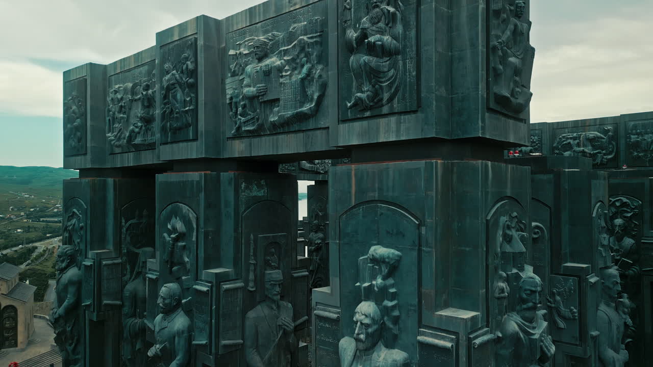 The Chronicle of Georgia Monument in Tbilisi, showcasing historical and religious reliefs
