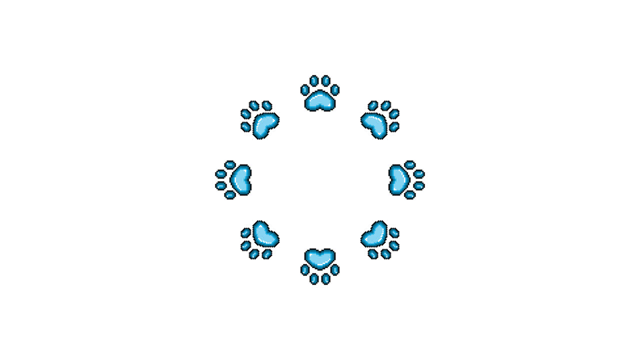 Pixel Art Paw Spinning Circle Animated Overlay Transparent 30fps (2)