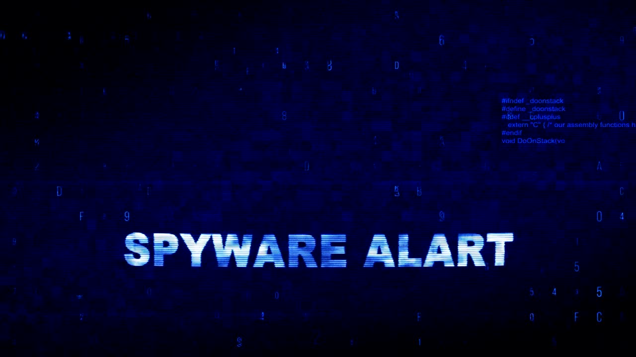 spyware alerta texto ruido digital sacudida glitch distorsión efecto error animación