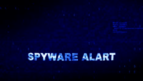 SPYWARE Alart  Text Digital Noise Twitch Glitch Distortion Effect Error Animation.