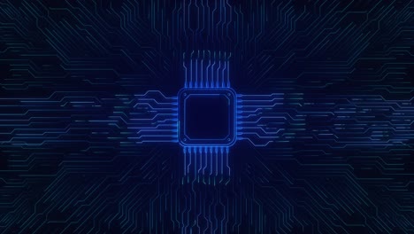 ai chip background data processing circuit board line light digital technology blue background ai