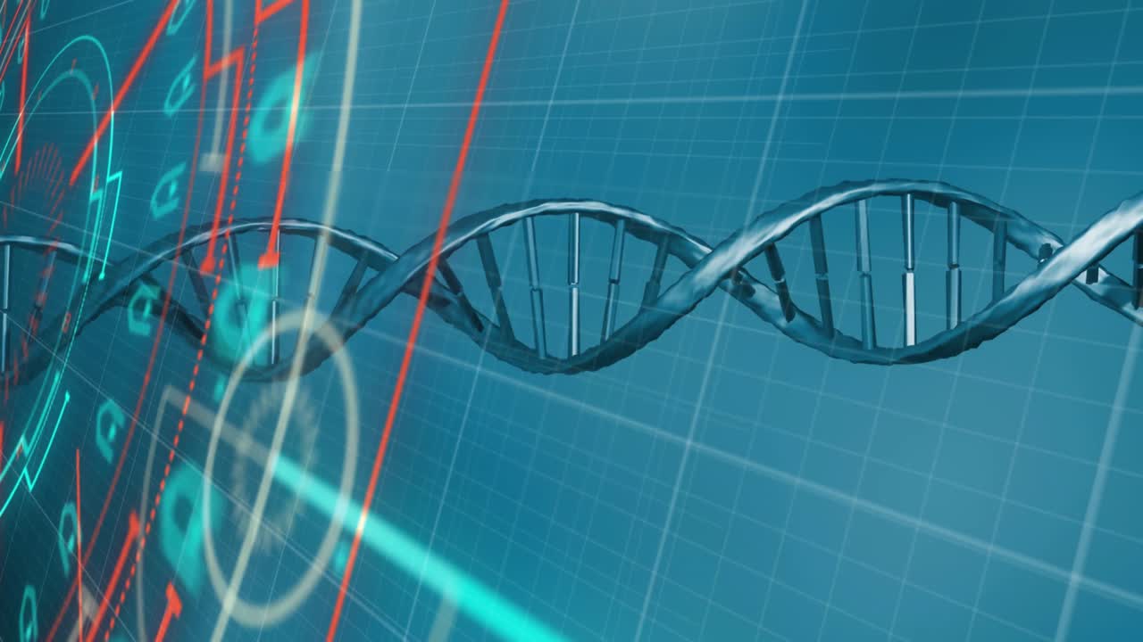 animación del escaneo del alcance sobre la cadena de adn