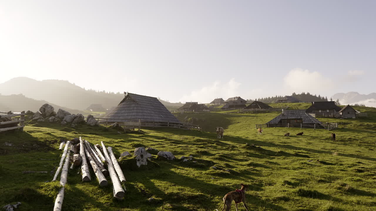 Traditional Alpine Village at Sunrise