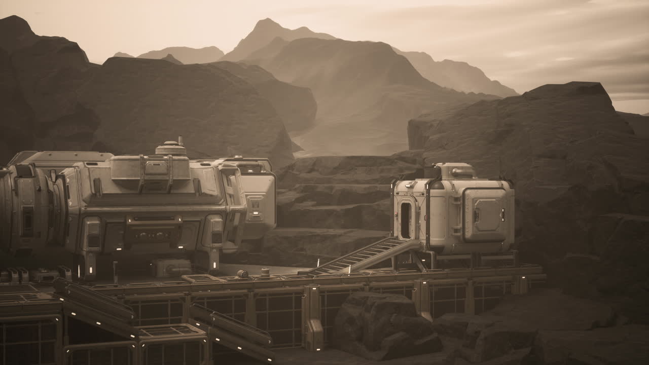 base futurista en un planeta alienígena desolado