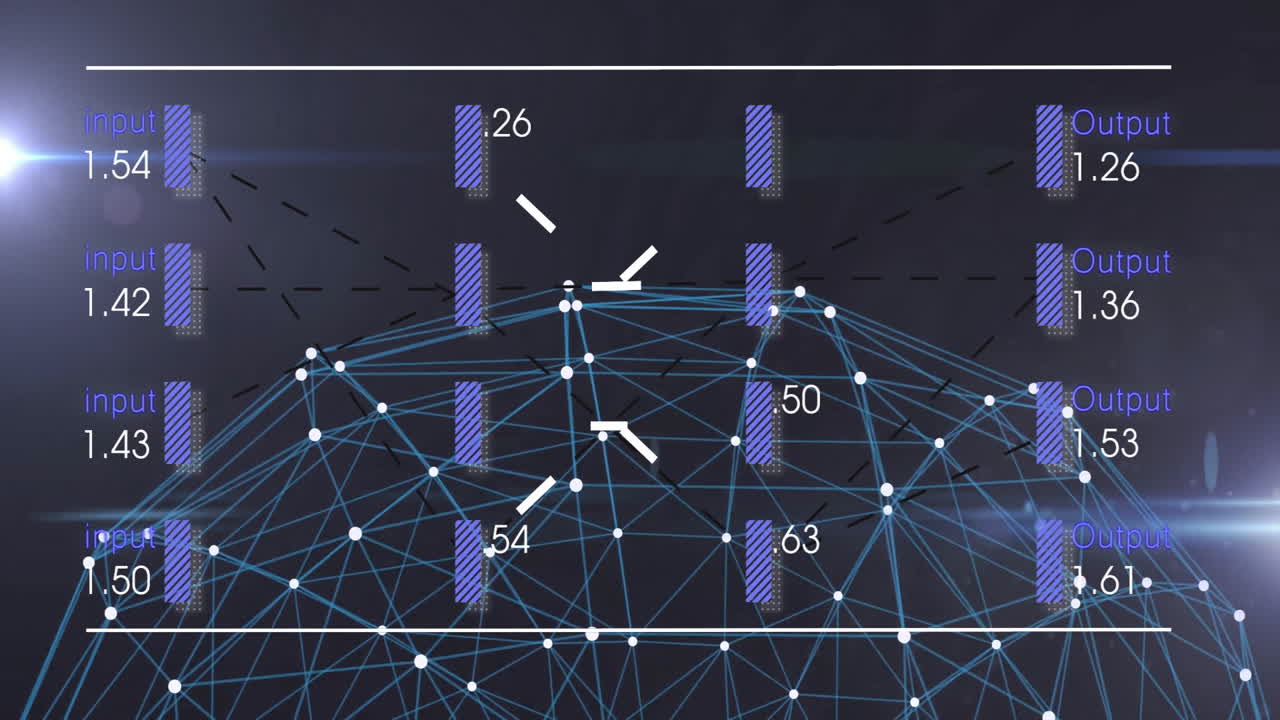 연결 네트워크 및 디지털 세계에 대한 데이터 처리 애니메이션