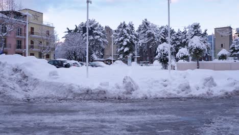 Calles-Cubiertas-De-Nieve-De-Guardiagrele,-Abruzzo,-Italia