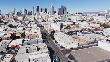 aerial view of downtown los angeles skyline and urban landscape