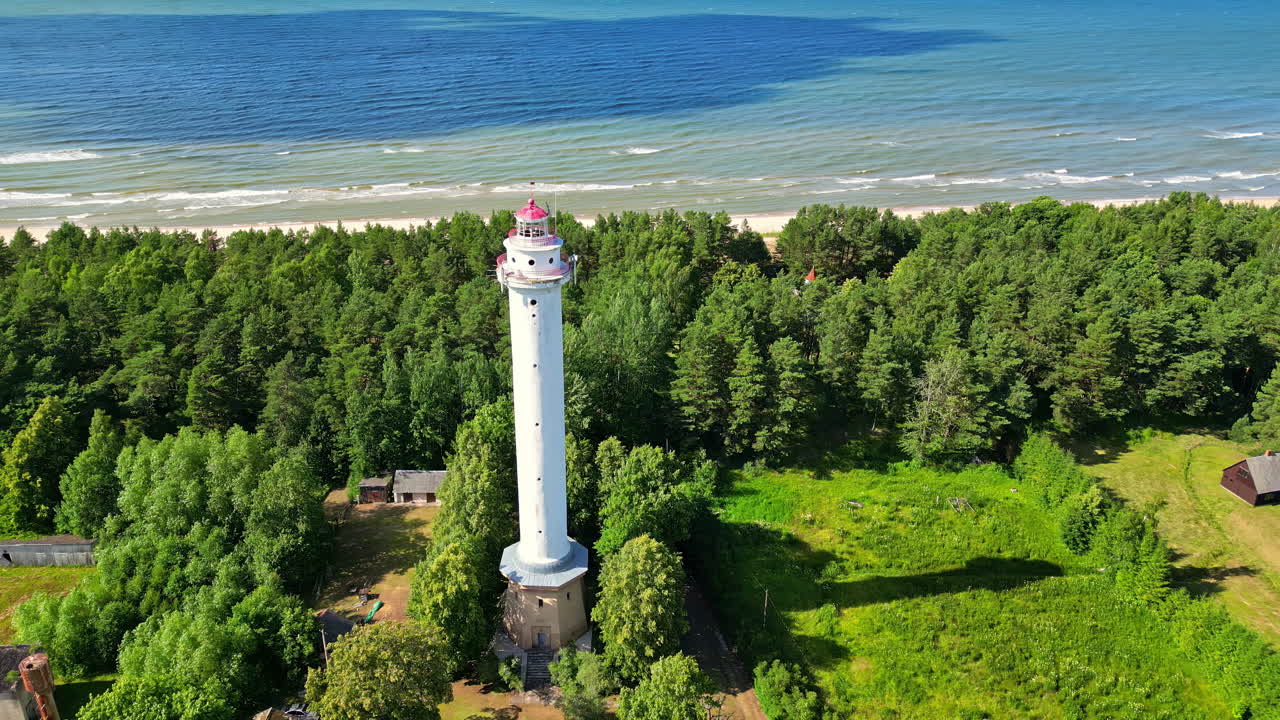 Aerial View of Lighthouse on Coast