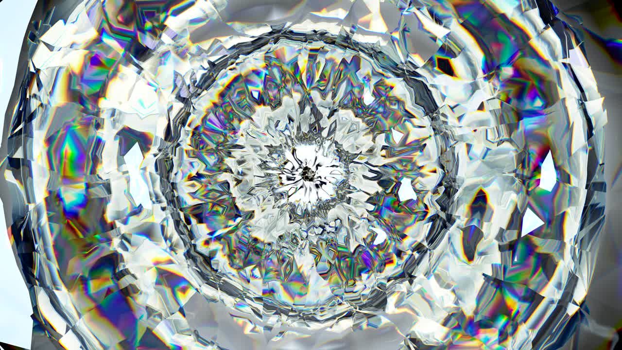 калейдоскоп вращается из драгоценного камня, алмаза или блестящей стеклянной текстуры