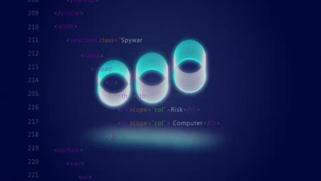 internet security and risk management animation over computer code background