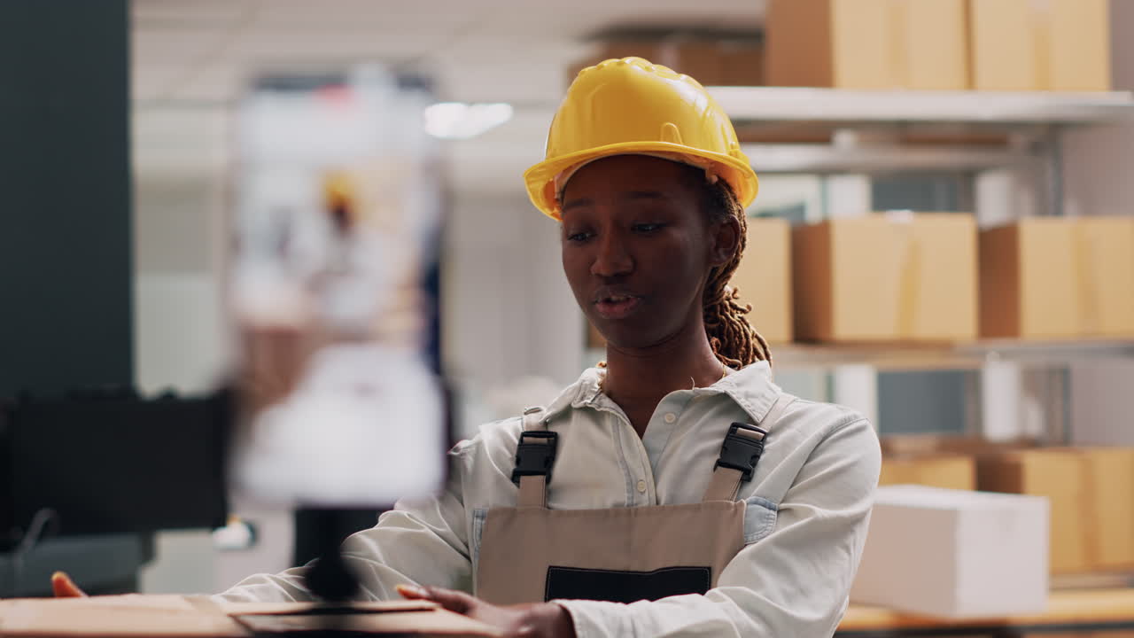 Warehouse workers with boxes