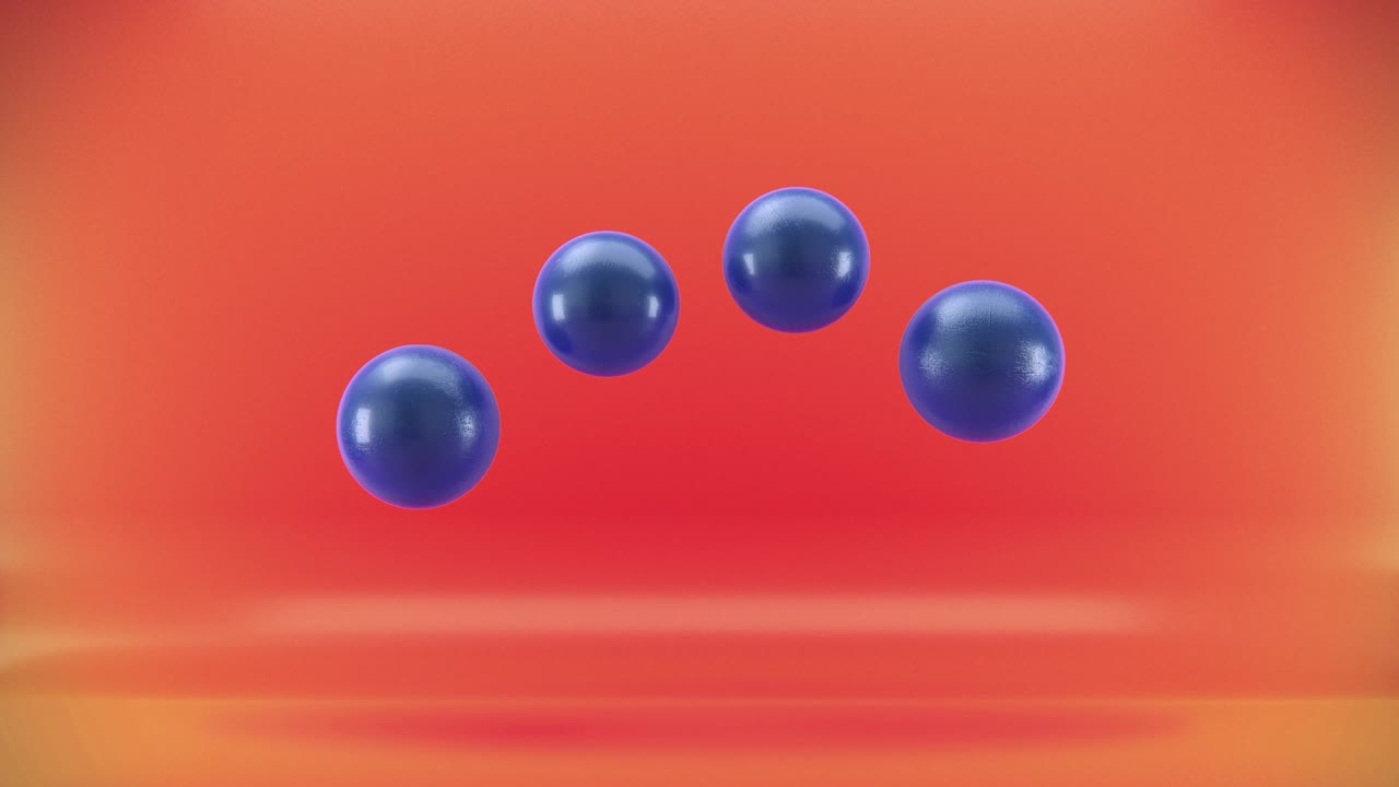 Sphere wave flow animation in studio on red background.